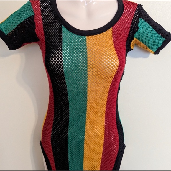 Crochet knit mesh Rasta dress small/medium - Picture 3 of 12